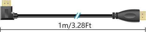 YACSEJAO كابل تمديد HDMI 90 درجة 3 أقدام مطلي بالذهب زاوية 270 درجة 4K HDMI 1.4 كابل يدعم إيثرنت، ثلاثي الأبعاد، 4K وإرجاع الصوت (الزاوية اليمنى) in Saudi Arabia