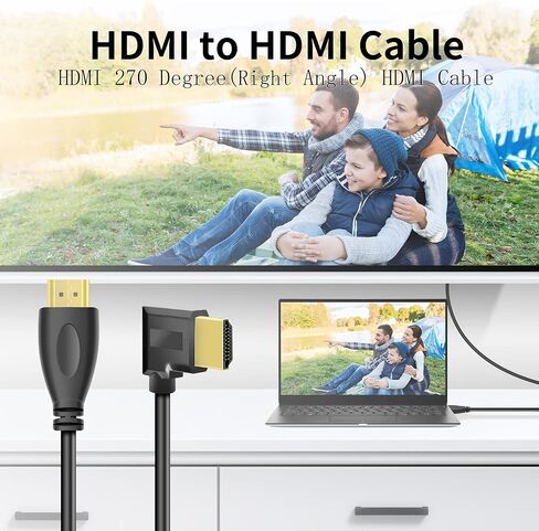YACSEJAO كابل تمديد HDMI 90 درجة 3 أقدام مطلي بالذهب زاوية 270 درجة 4K HDMI 1.4 كابل يدعم إيثرنت، ثلاثي الأبعاد، 4K وإرجاع الصوت (الزاوية اليمنى) in Saudi Arabia