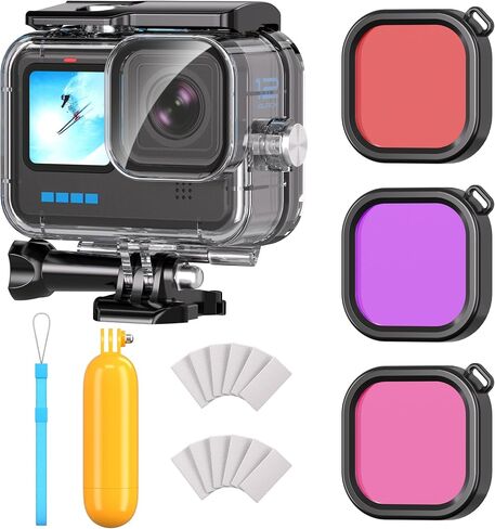 Waterproof Case for GoPro Hero 12 Black/Hero 11 Black/Hero 10 Black/Hero 9 Black, 230FT/70M Underwater Diving Housing Protective Case with Jaws Flex Clamp Mount in Saudi Arabia