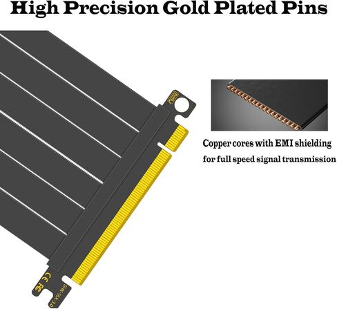 كابل PCIe 3.0 Riser، محول منفذ تمديد لبطاقة الرسومات عالية السرعة x16، كابل Riser مرن لوحدة معالجة الرسومات الجرافيكية متوافق مع RTX 2080Ti/2070 وRX 5700XT/590، 90 درجة 20 سم in Kuwait