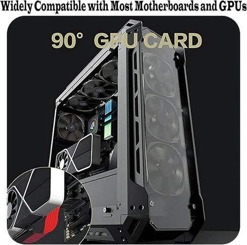 كابل PCIe 3.0 Riser، محول منفذ تمديد لبطاقة الرسومات عالية السرعة x16، كابل Riser مرن لوحدة معالجة الرسومات الجرافيكية متوافق مع RTX 2080Ti/2070 وRX 5700XT/590، 90 درجة 20 سم in Kuwait