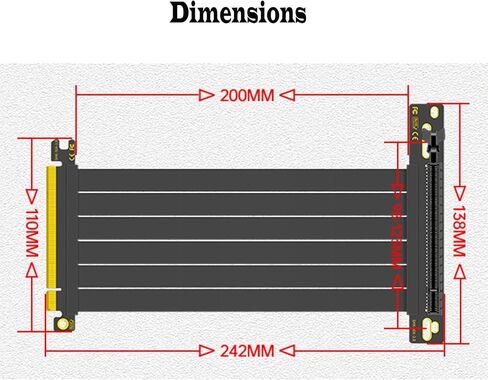 كابل PCIe 3.0 Riser، محول منفذ تمديد لبطاقة الرسومات عالية السرعة x16، كابل Riser مرن لوحدة معالجة الرسومات الجرافيكية متوافق مع RTX 2080Ti/2070 وRX 5700XT/590، 90 درجة 20 سم in Kuwait