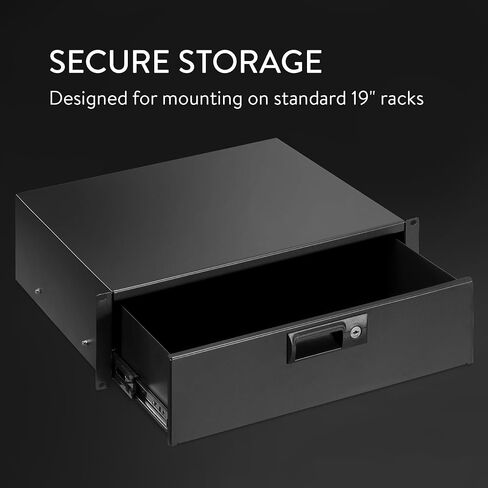 kwmobile 3U Server Cabinet Case 19 inch - Durable Steel Locking Deep Drawer 19" - Shelf Rack w/Cable Holes, Recessed Handle Design & Lockable Drawer with Keys in Saudi Arabia