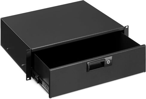 kwmobile 3U Server Cabinet Case 19 inch - Durable Steel Locking Deep Drawer 19" - Shelf Rack w/Cable Holes, Recessed Handle Design & Lockable Drawer with Keys in Saudi Arabia