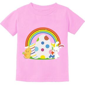 Easter Shirt for Toddler Girls Bunny Eggs Tractor Shirts Outfits Carrot Kids Girl Chicks Tee Rainbow T-Shirt 2-7 Years