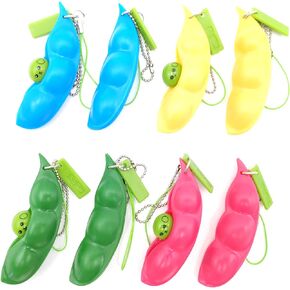 Fidget Keychain Sensory Bean Toy,Pea Pod Fidget Toys,Soybean Stress Relieving Chain Toys,Fidget Keychain,Pea Keychain Soybean Toys Gift for Children and Adults Release Stress.