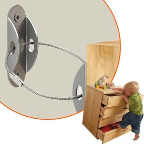 Furniture Anchors for Baby Proofing, 10 Pack Anti Tip Wall Anchor Straps Kit Nylon Secure 400 lbs, Protect Kid Pet from Falling Furniture Dresser Cabinet, Adjustable Child Safety Earthquake Resistant