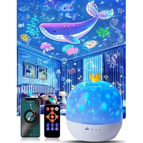 21 Sets of Films, Night Lights Projector for Kids Room, Remote Control & Bluetooth Speaker White Noise, Rechargeable Timing Galaxy Star Projector for Kids Birthday, Christmas, Ceiling, Room Decor