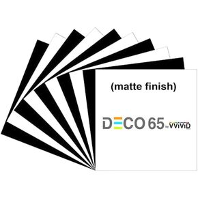 VViViD DECO65 Vinyl Sheets, 10 Flat 12"x12" Black & White (Matte Finish) Permanent Adhesive Vinyl Decal Sheets, for Indoor/Outdoor Marking, Lettering, Decorating,Window Graphics,Car Decals,Stickers