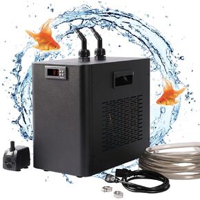 Aquarium Chiller, 42gal 1/10 HP Water Chillers, Hydroponic Cooler Fish Tank Cooling System for Axolotl Coral Reef Shrimp, 160L, with Nozzles and Hoops.