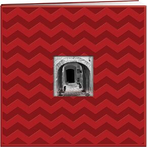 Pioneer Embossed Post Bound Scrapbook Album 12"X12"-Red Chevron