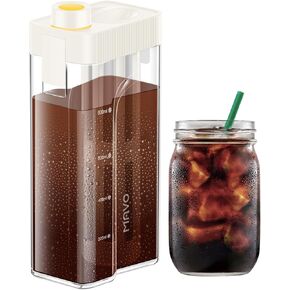MAVO Cold Brew Coffee Maker, Iced Coffee Maker and Tea Brewer, 34 oz BPA Free Tritan Pitcher, 100% Leak-Proof, Compact, Durable, Easy to Clean Reusable Mesh Filter, Black