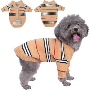 ملابس الحيوانات الأليفة الكلاسيكية المحبوكة للقطط والكلاب سترة شتوية دافئة سترات بأزرار للكلاب المتوسطة الصغيرة (كاكي، كبير) in Kuwait