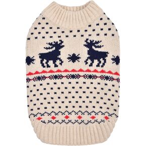 Puppia Dyani Dog Knit Sweater Winter Season for Small and Medium Dogs, Beige, X-Large