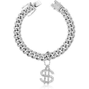 Glitter King Gold Dog Collar 20mm Cat Puppy Chain Zircon Cuban Link Chain Handmade Iced Out Diamond Exaggerated Dollar Pendant Full Cz Prong Set Pet Jewelry