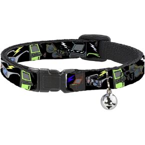 Cat Collar Breakaway Eighties Arcade Black 8 to 12 Inches 0.5 Inch Wide
