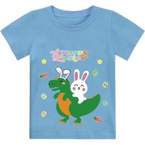 CM-Kid Easter Shirts for Toddler Boy Short Sleeve Tractor Digger Bunny Tshirt for Kids Cotton Tee Tops 2-7 Years