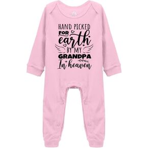 Hand Picked For Earth By My Grandpa In Heaven Unisex-Baby Short Sleeve Bodysuits