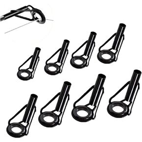 Rod Tip Repair Kit Fishing Rod Tips Replacement Kit Stainless Steel Ceramic Guides Ring Fishing Pole Eyelets Repair Kit(8 Pcs)