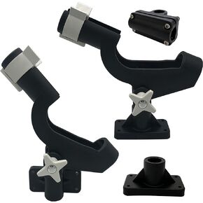 Twin Pack Rod Holder with 2 Side Mounts and 2 Bottom Mounts Adjustable Boat Fishing Rod Holder