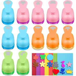 Punch Set, 12 PCS 1 Inch Hole Punch Shapes Hole Puncher Paper Punches Decorative Snowflake Star Circle Hole Puncher for DIY Handmaking Crafting Scrapbook