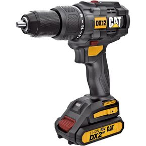 Cat DX12 18V 1/2" Cordless Hammer Drill with Battery and Charger, Heavy-Duty Hammer Drill Cordless with 22+1+1 Torque Settings, Multi-Function Brushless Drill – 2 Batteries & Charger Included