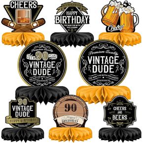 50th Birthday Party Decorations Vintage Dude 50th Birthday Table Centerpiece Aged to Perfection Honeycomb Table Toppers for 50th Birthday Party Supplies(Gold,Black）