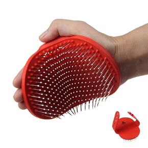 Dog Grooming Brush, Pet Shampoo Bath Brush Soothing Massage Rubber Comb with Adjustable Ring Handle for Long Short Haired Dogs and Cats