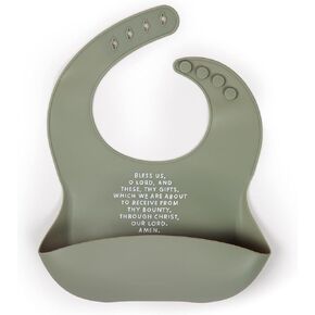 Be A Heart Silicone Bibs for Babies & Toddlers, Meal Blessing Prayer Bib, Baby Baptism Gift (Sage)