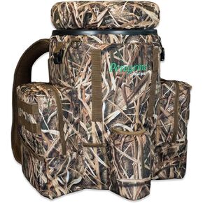Peregrine Field Gear Insulated Organized Venture Bucket & Backpack Seat for Fishing/Hunting with Shadow Grass Blades Camouflage - 6 Gallon