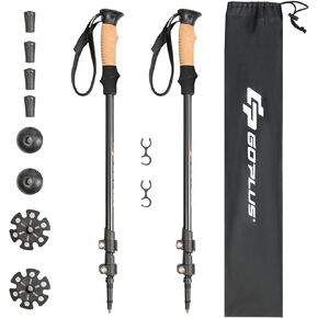 Goplus Trekking Poles, 2 Pack Adjustable Anti-Shock Hiking Walking Climbing Sticks, Lightweight Aluminum 7075 with Carry Bag