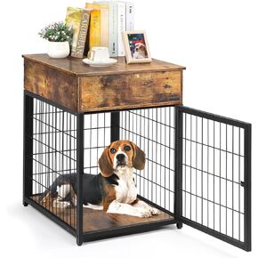 أثاث قفص الكلاب، بيت خشبي للكلاب، بيت كلب مزخرف مع درج، طاولة جانبية لقفص الحيوانات الأليفة في الأماكن المغلقة وطاولة جانبية للكلاب الصغيرة، أسود in Kuwait