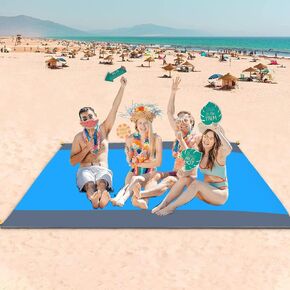 Beach Blanket Sandproof Waterproof Beach Mat, Lightweight Quick Drying Picnic Mat for Beach Camping Picnic Travel Hiking 79" X 83" for Family Outdoor Playing Supply
