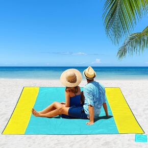 SEATELLY Beach Blanket, Large Sandpoof Beach Mat, 79''×83'' 4-7 Adults Lightweight Waterproof Picnic Blanket, Portable Outdoor Blanket for Travel, Camping, Hiking