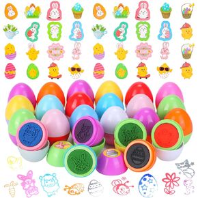 بيستويل 24 قطعة من حشو سلة عيد الفصح للأطفال الأولاد والبنات، طوابع التحبير الذاتي مع وشم عيد الفصح، بيض عيد الفصح البلاستيكي مع ألعاب بالداخل، هدايا عيد الفصح هدايا عيد الفصح حشو سلة in Kuwait