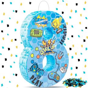 Number 6 Video Game Pinata 16.5 Inch Gaming Controller Pinata for Game Party Supplies 6th Birthday Party Decorations Pinata with Confetti for Gaming Theme Party Carnival Events Decor