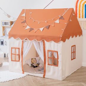 Princess Castle Play Tent for Girls - 47"x 40"x52" Indoor Playhouse with Star Lights, Cushion for Kids Toddler - Pink Tents for Baby Girl