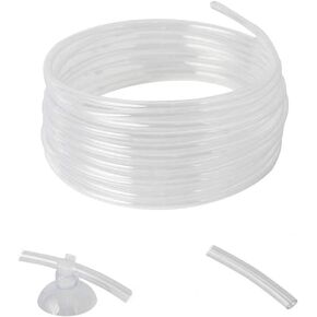 ZRDR Airline CO2 Tubing 16.4 Feet PU Aquarium CO2 Pressure Proof Tubing Trachea with Check Valves, Suction Cups, Soft and Transparent Aquarium Air Pump Accessories for Fish Tank