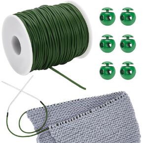 NBEADS 55 Yards Stitch Keeping Cords, 2 mm Hollow Rubber Tubing Knitting Barber Cord Stitch Keeper with Plastic Cord Locks for Holding Stitches, Bracelet Necklace Beading and Jewelry Making