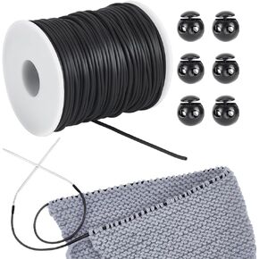 NBEADS 55 Yards Stitch Keeping Cords, 2 mm Hollow Rubber Tubing Knitting Barber Cord Stitch Keeper with Plastic Cord Locks for Holding Stitches, Bracelet Necklace Beading and Jewelry Making