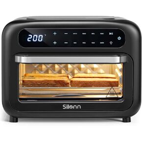 Silonn Air Fryer Oven, 2-in-1 Smart Air Fryer Toaster Oven Combo, 14QT Stainless Steel Air Fryer Oven with Digital Countertop, Natural Convection Roast Bake, Black in Kuwait