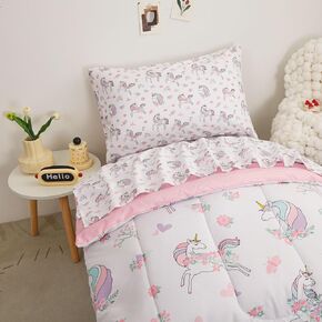 مجموعات لحاف الأطفال الصغار من Viviland Butterfly Floral، طقم مفروشات لطيف للفتيات الصغيرات، طقم سرير أطفال ناعم من الألياف الدقيقة باللون الأرجواني in Kuwait