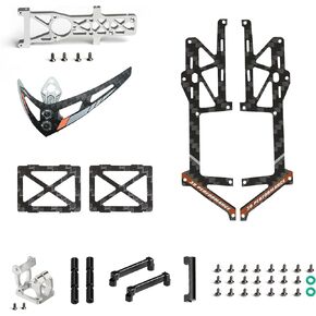 OMPHBBY M1 Upgrade to EVO Accessory Pack -Main Motor Mount & Tail Boom Mount & Tail Motor Mount & Vertical Stabilizer Set & Fuselage Left and Right Carbon Fiber Board-White