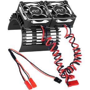 RcarmumbWow RC Motor Heatsink w/Cooling Fans Upgrades Part for 1/8 Scale rc car,30mm Cooling Fan Heatsink with 40mm Mount for 4068 4274 Brushless Motor,Titanium