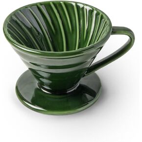 Pour Over Coffee Dripper - Ceramic Coffee Maker with 1 Holes Flat Bottom Slow Filter Cone for Travel,Camping,Office,Home,portable,Easy Manual Brew Maker,green with 2-4 people in Kuwait