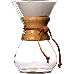 New York's Favorite Coffee - Pour Over Coffee Maker, Quickly Brew Coffee and Teas, Dishwasher Safe, 8 Cup Glass
