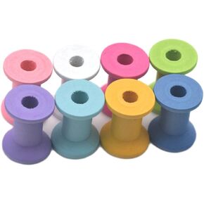 Bluemoona 20 PCS - Natural Color Wood Empty Thread Spools Cylinder Craft Round Ends Bobbins for Ribbon lace Line