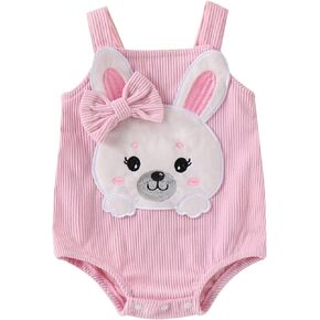 Shejingb My First Easter Baby Girl Boy Outfit Newborn Sleeveless Bodysuit Rabbit Carrot Romper One Piece Summer Clothes