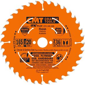 CMT ORANGE TOOLS 272.165.36H ITK Plus Finish Saw Blade HW 165X1.7X20(+15,87) Z=36 ATB+SHE