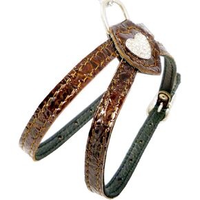 Rhinestones Luxury Brown Leather Dog Harness for Toy Breeds with Crystal Diamantes X-Small. Suggested for 10"-13" Chest.